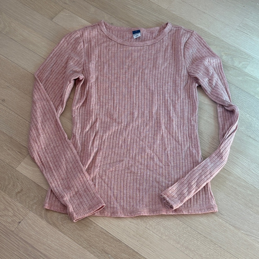 Old Navy Women's Pink Ribbed Long Sleeve Tee